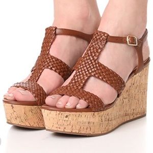 Kate Spade Tianna Leather Strap Cork Wedge Sz 8.5